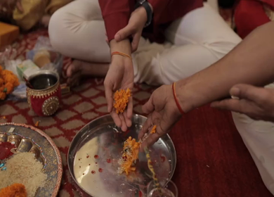A Slow Motion Shot of an Indian Wedding where rituals are being performed in India