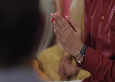 A Slow Motion Shot of an Indian Wedding where rituals are being performed in India