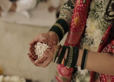 A Slow Motion Shot of an Indian Wedding where rituals are being performed in India