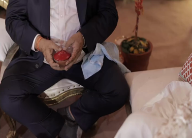 A Slow Motion Shot of an Indian Wedding where rituals are being performed in India