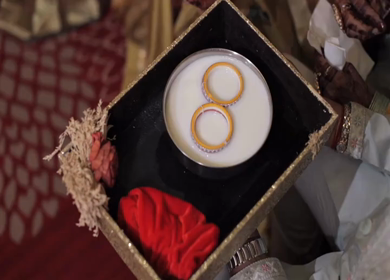 A Slow Motion Shot of an Indian Wedding where rituals are being performed in India