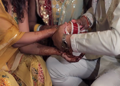 A Slow Motion Shot of an Indian Wedding where rituals are being performed in India