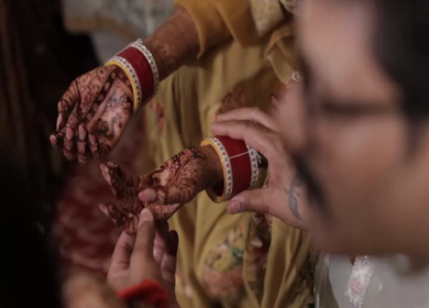A Slow Motion Shot of an Indian Wedding where rituals are being performed in India