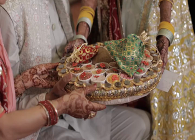 A Slow Motion Shot of an Indian Wedding where rituals are being performed in India