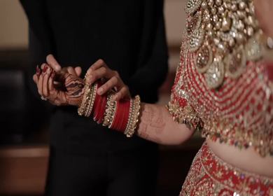 A Slow Motion Shot of an Indian Wedding where rituals are being performed in India