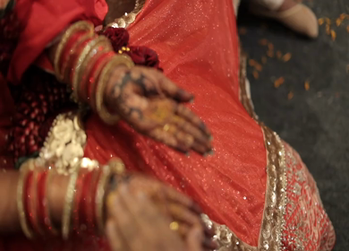 A shot of rituals being performed at an Indian Wedding in India