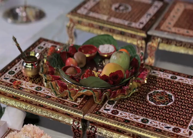 A Slow Motion Shot of an Indian Wedding where rituals are being performed in India