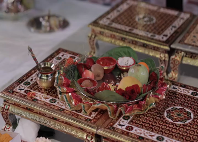 A Slow Motion Shot of an Indian Wedding where rituals are being performed in India