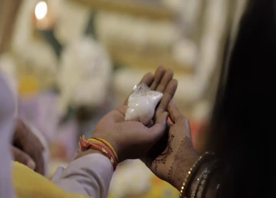A Slow Motion Shot of an Indian Wedding where rituals are being performed in India