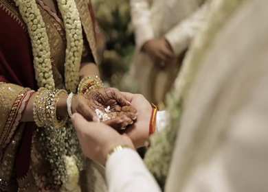 A Slow Motion Shot of an Indian Wedding where rituals are being performed in India