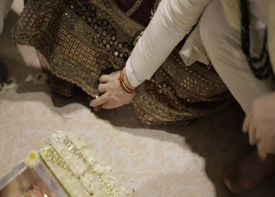 A Slow Motion Shot of an Indian Wedding where rituals are being performed in India