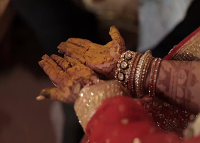 A Slow Motion Shot of an Indian Wedding where rituals are being performed in India