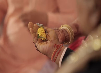 A Slow Motion Shot of an Indian Wedding where rituals are being performed in India