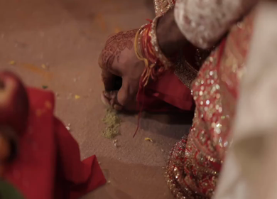 A Slow Motion Shot of an Indian Wedding where rituals are being performed in India