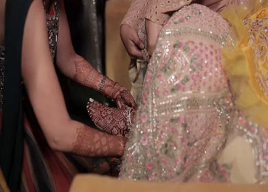A Slow Motion Shot of an Indian Wedding where rituals are being performed in India