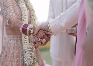 A Slow Motion Shot of an Indian Wedding where rituals are being performed in India