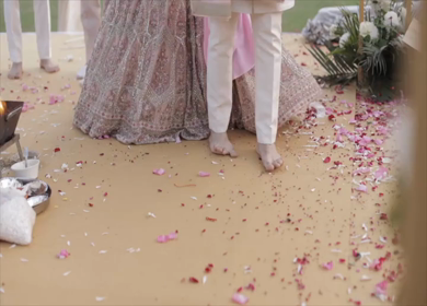 A Slow Motion Shot of an Indian Wedding where rituals are being performed in India