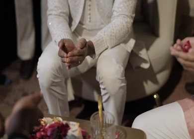 A Slow Motion Shot of an Indian Wedding where rituals are being performed in India