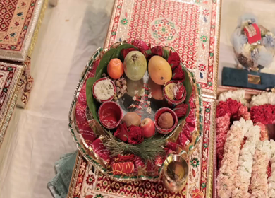 A Slow Motion Shot of an Indian Wedding where rituals are being performed in India