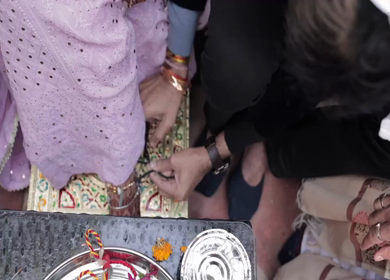 A Slow Motion Shot of an Indian Wedding where rituals are being performed in India