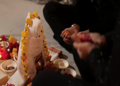 A Slow Motion Shot of an Indian Wedding where rituals are being performed in India