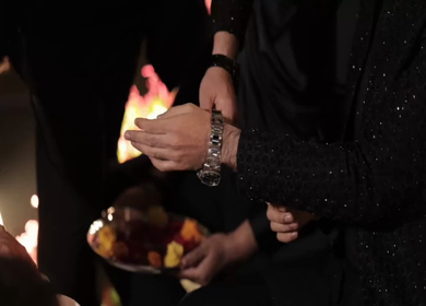 A Slow Motion Shot of an Indian Wedding where rituals are being performed in India