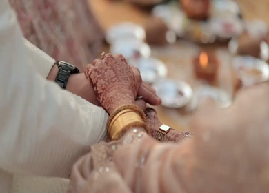 A Slow Motion Shot of an Indian Wedding where rituals are being performed in India
