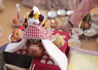 A Slow Motion Shot of an Indian Wedding where rituals are being performed in India