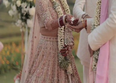 A Slow Motion Shot of an Indian Wedding where rituals are being performed in India