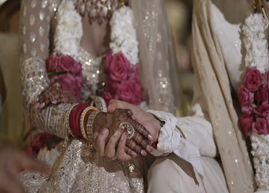 A Slow Motion Shot of an Indian Wedding where rituals are being performed in India