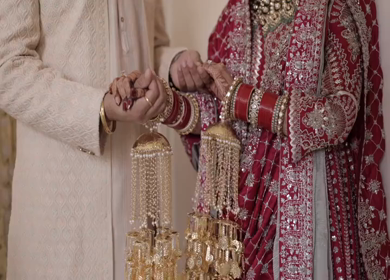 A Slow Motion Shot of an Indian Wedding where rituals are being performed in India
