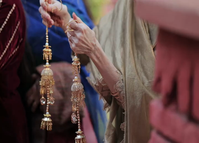 A Slow Motion Shot of an Indian Wedding where rituals are being performed in India