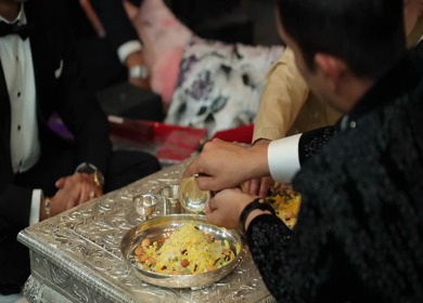 A shot of an Indian Wedding where rituals are being performed at New Delhi, India