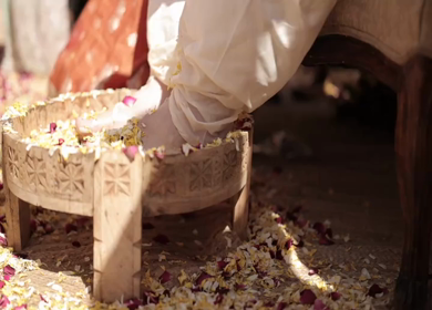 A Slow Motion Shot of an Indian Wedding where rituals are being performed in India