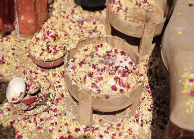 A Slow Motion Shot of an Indian Wedding where rituals are being performed in India