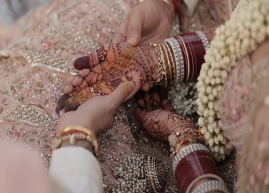 A Slow Motion Shot of an Indian Wedding where rituals are being performed in India