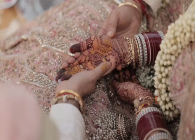A Slow Motion Shot of an Indian Wedding where rituals are being performed in India