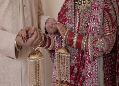 A Slow Motion Shot of an Indian Wedding where rituals are being performed in India