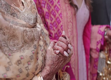 A Slow Motion Shot of an Indian Wedding where rituals are being performed in India