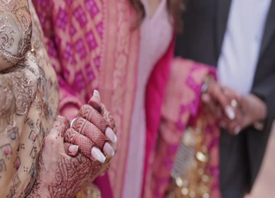 A Slow Motion Shot of an Indian Wedding where rituals are being performed in India