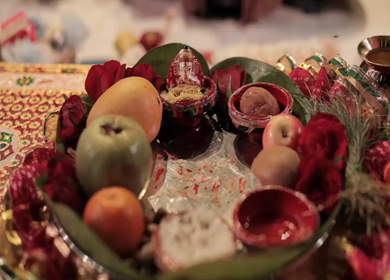 A Slow Motion Shot of an Indian Wedding where rituals are being performed in India