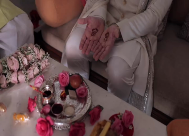 A Slow Motion Shot of an Indian Wedding where rituals are being performed in India