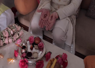 A Slow Motion Shot of an Indian Wedding where rituals are being performed in India