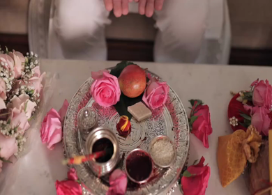 A Slow Motion Shot of an Indian Wedding where rituals are being performed in India