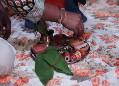 A Slow Motion Shot of an Indian Wedding where rituals are being performed in India