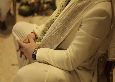 A Slow Motion Shot of an Indian Wedding where rituals are being performed in India