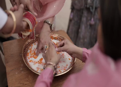 A Slow Motion Shot of an Indian Wedding where rituals are being performed in India