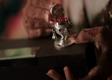 A shot of an Indian Wedding, where rituals are being performed in India