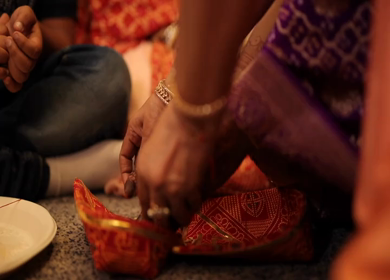 A Slow Motion Shot of Rituals being done with an Indian Bride at her Indian Wedding in India