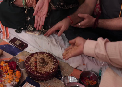 A Slow Motion Shot of Rituals being done with an Indian Couple at their Indian Wedding 